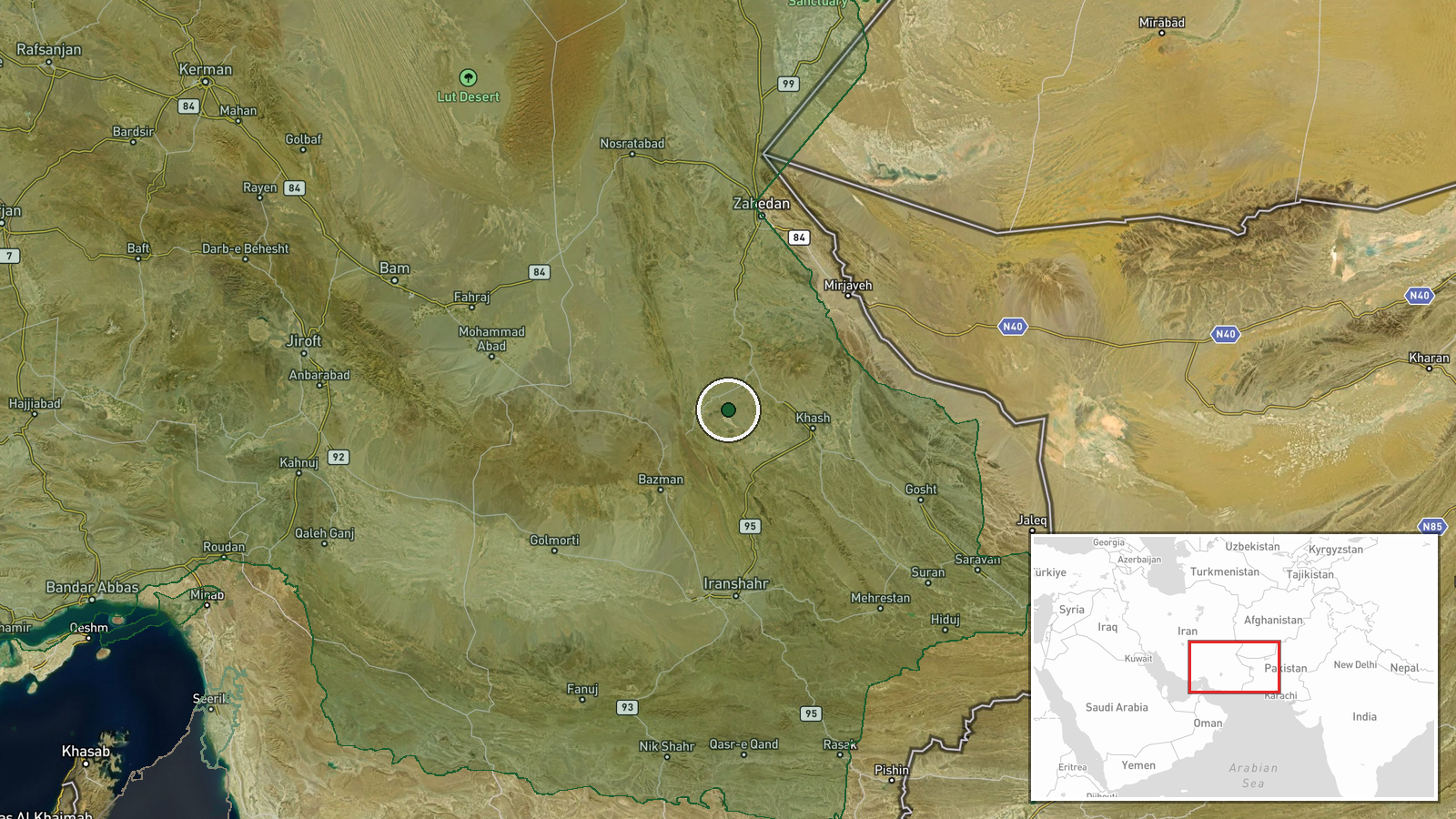 Taftan, Sistan and Baluchestan, Iran — Combat location map