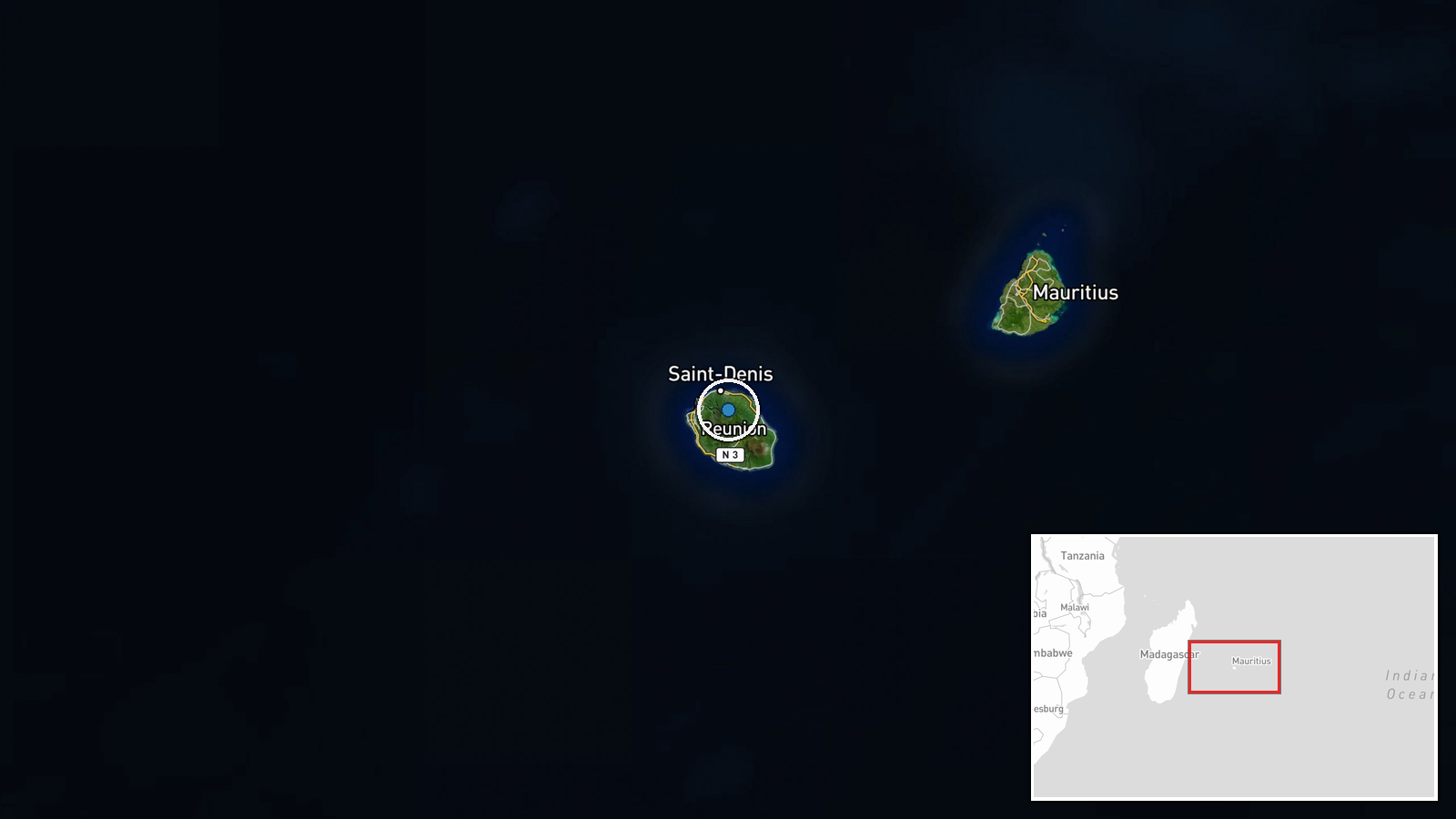 Indian Ocean, South of Réunion Island — Naval location map