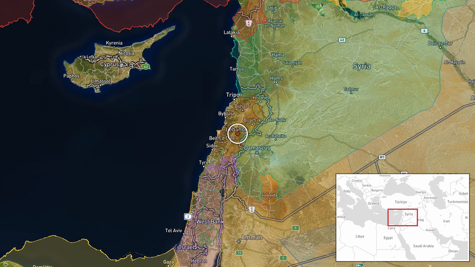 Bekaa Region, Lebanon — Security location map