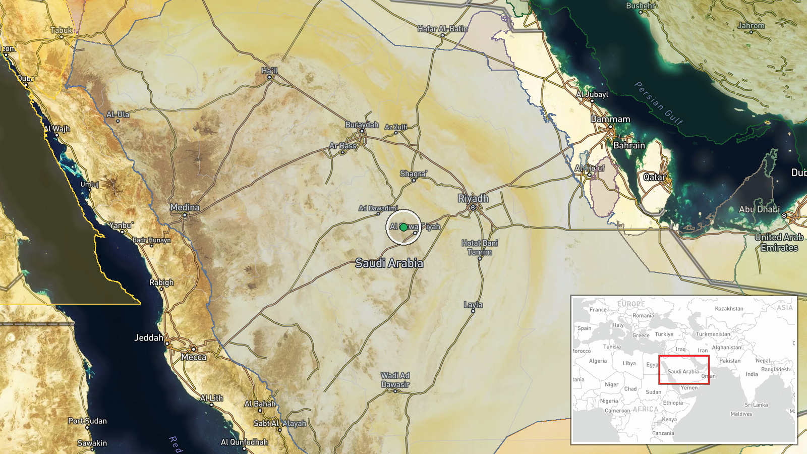 Saudi Arabia (location not reported) — Ballistic Missile location map