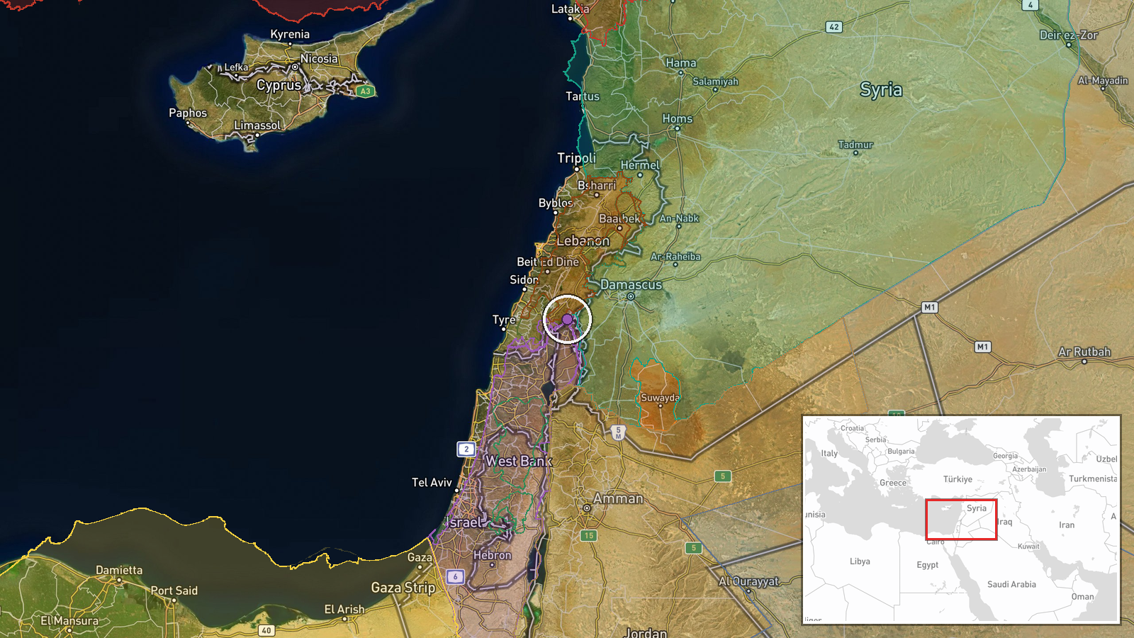 Shebaa, South Lebanon, Lebanon — Security location map
