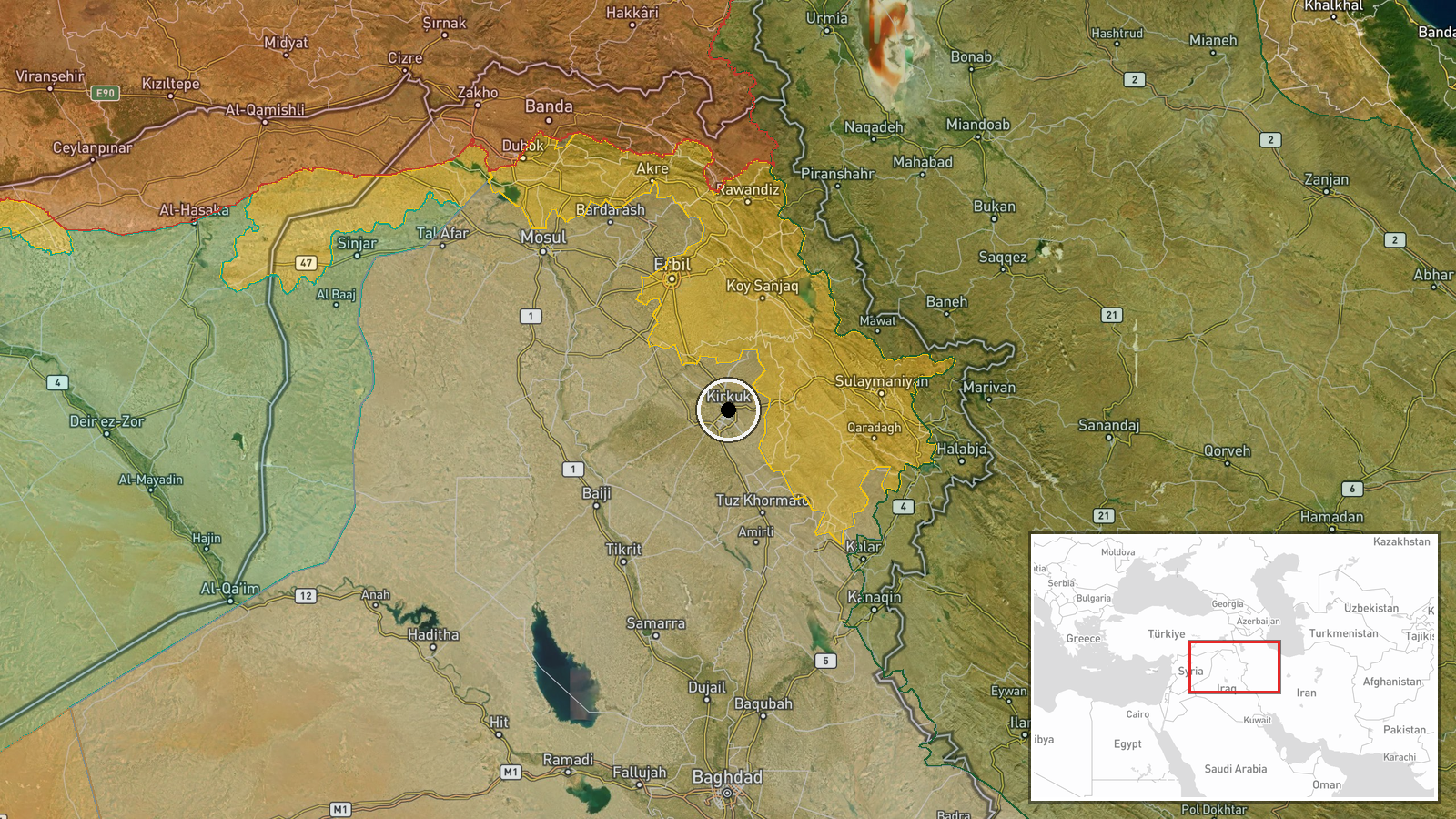 Kirkuk, Kirkuk Governorate, Iraq — IED location map