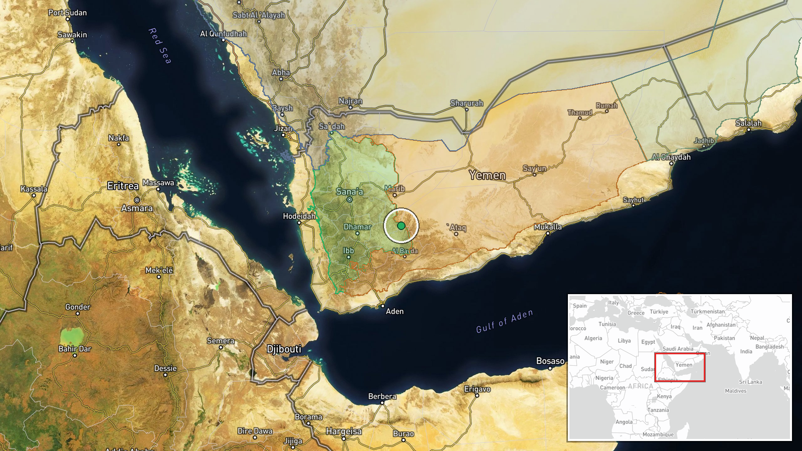 Dhubab Airport, Dhubab, Shabwah Governorate, Yemen — Combat location map