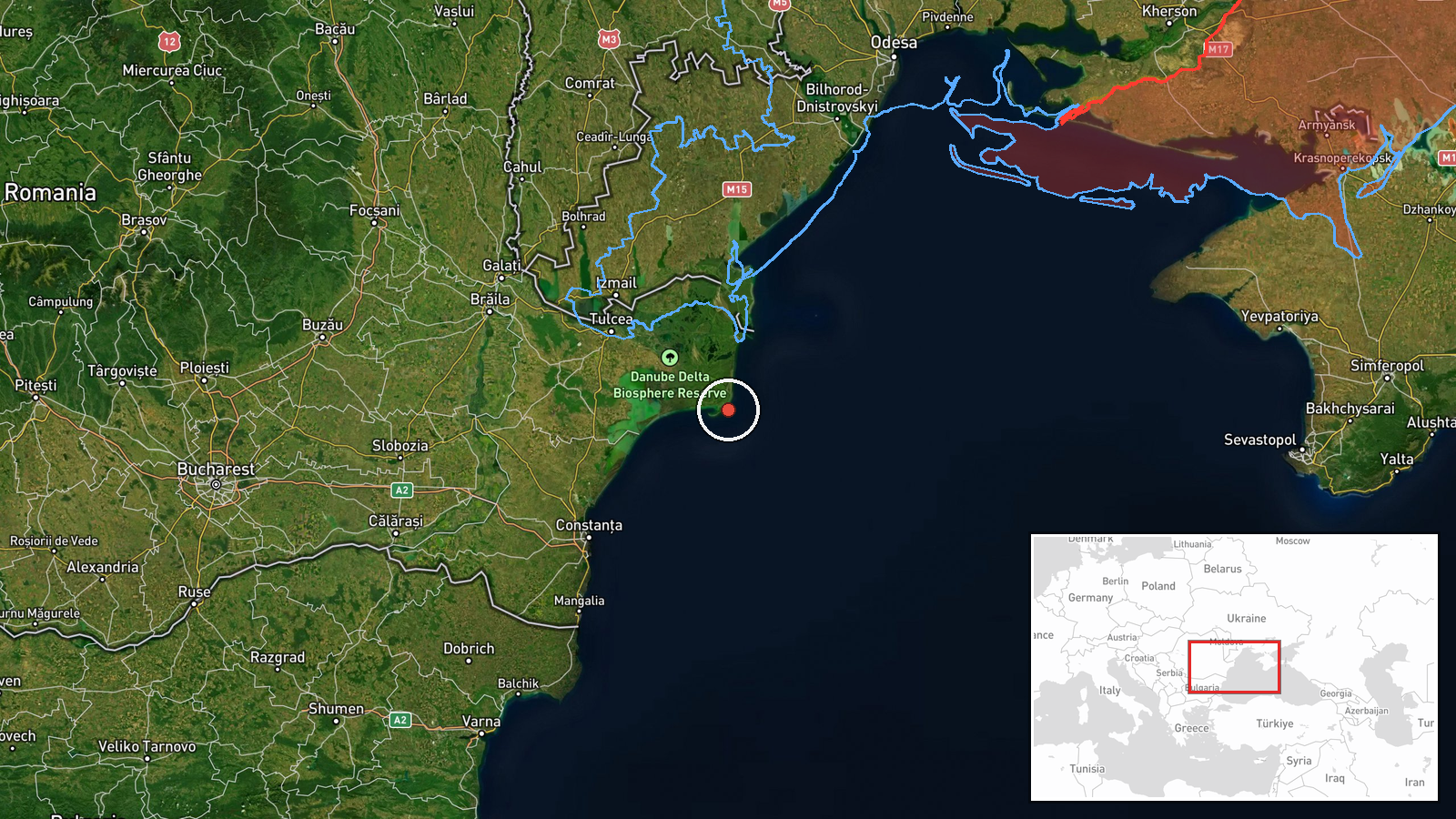 Romanian territorial waters, Black Sea — Naval location map