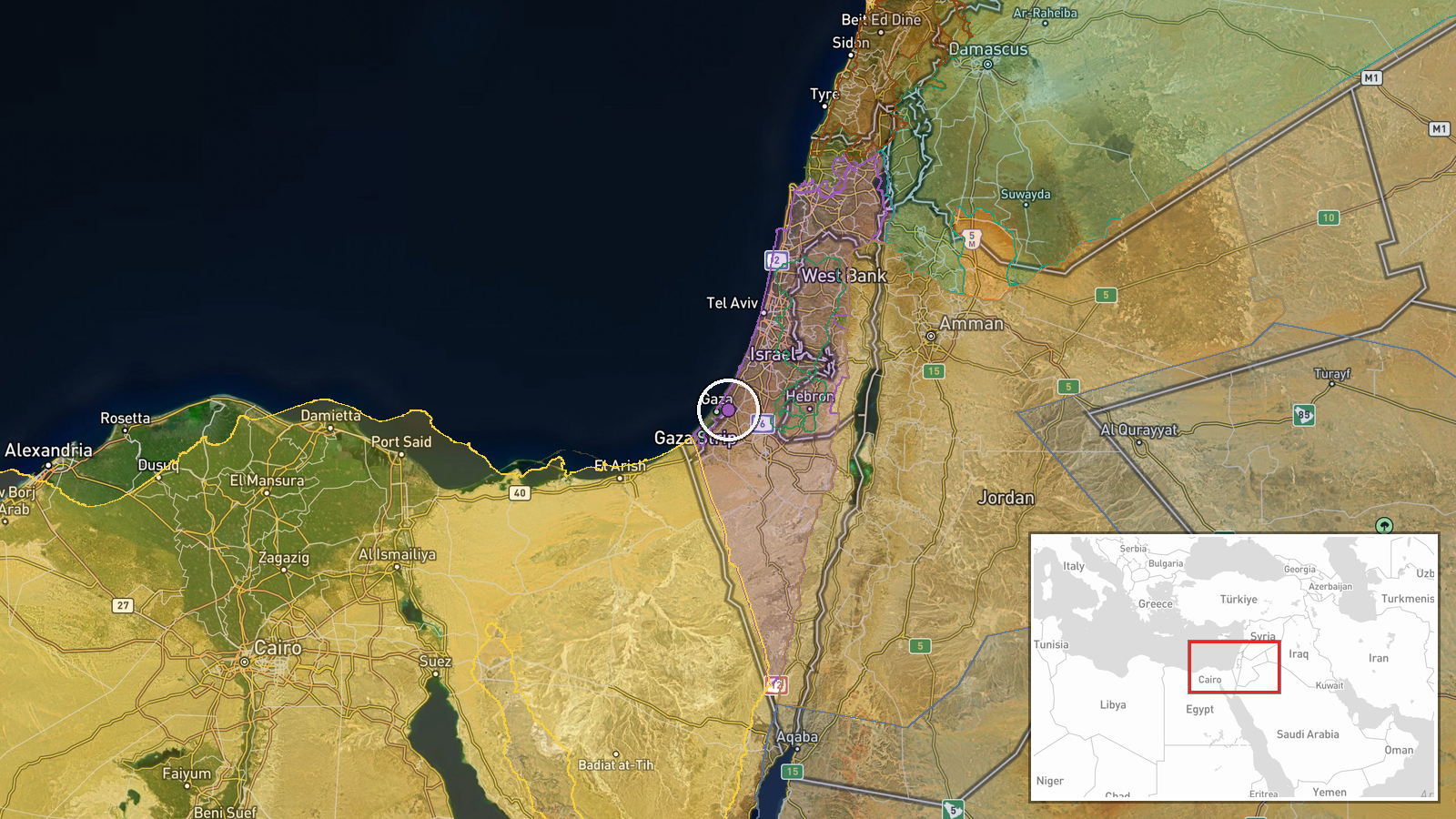 Northern Gaza, Gaza Strip, Palestine — Combat location map