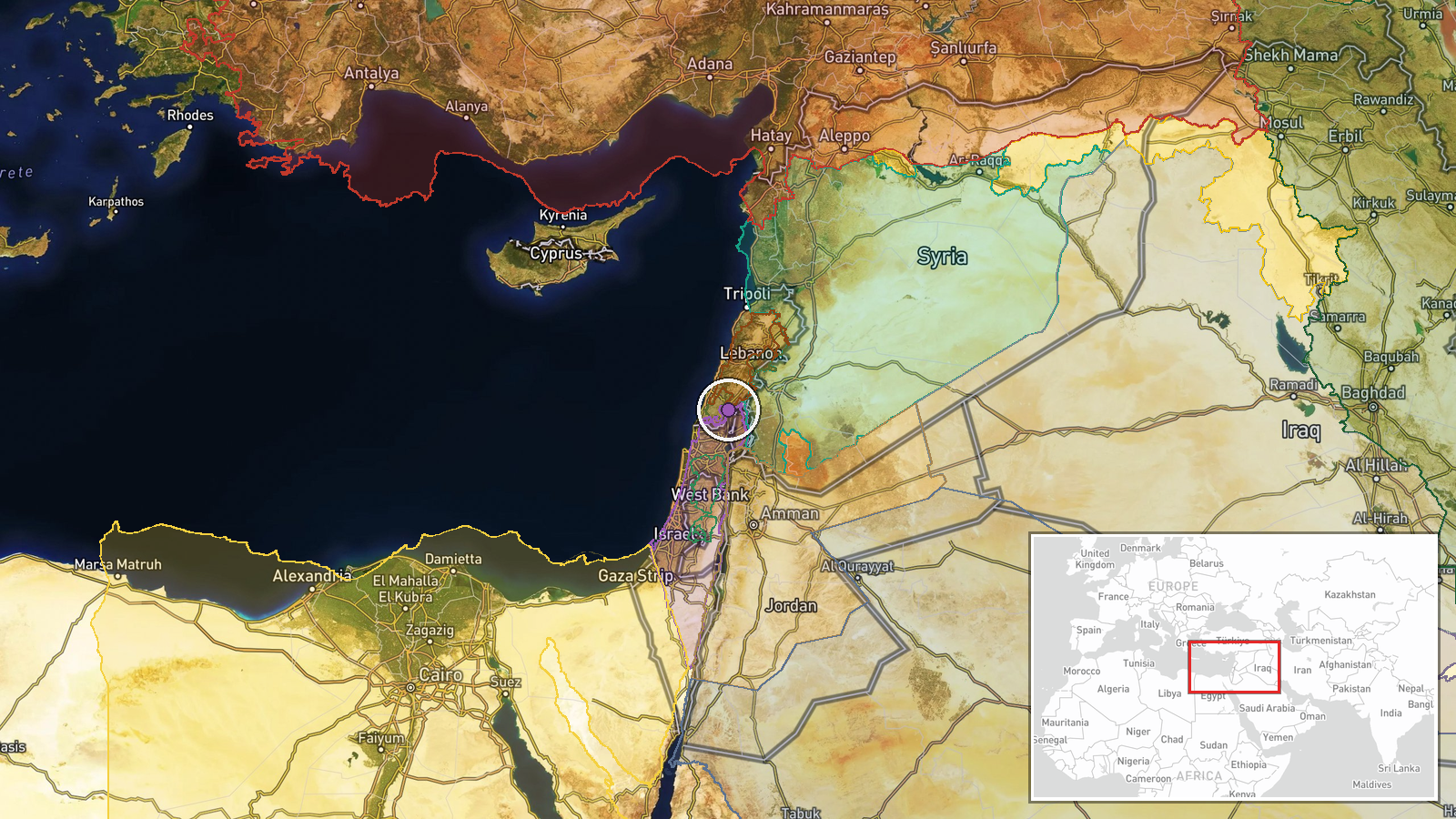 Lebanon-Israel border, Israel — Air Defense location map