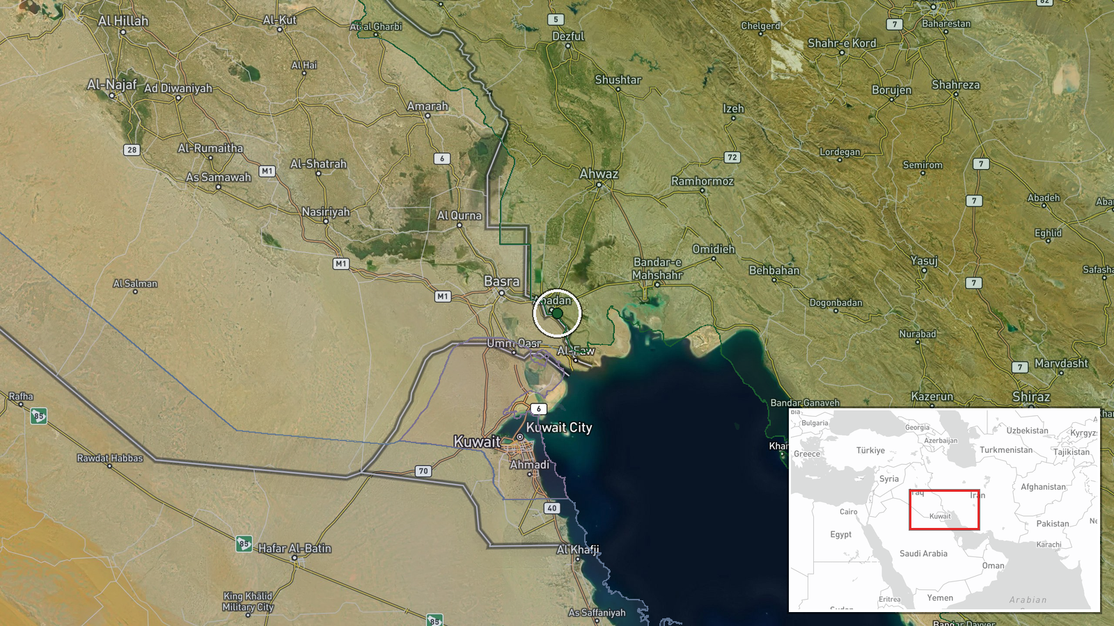 Abadan, Iran — Convoy location map