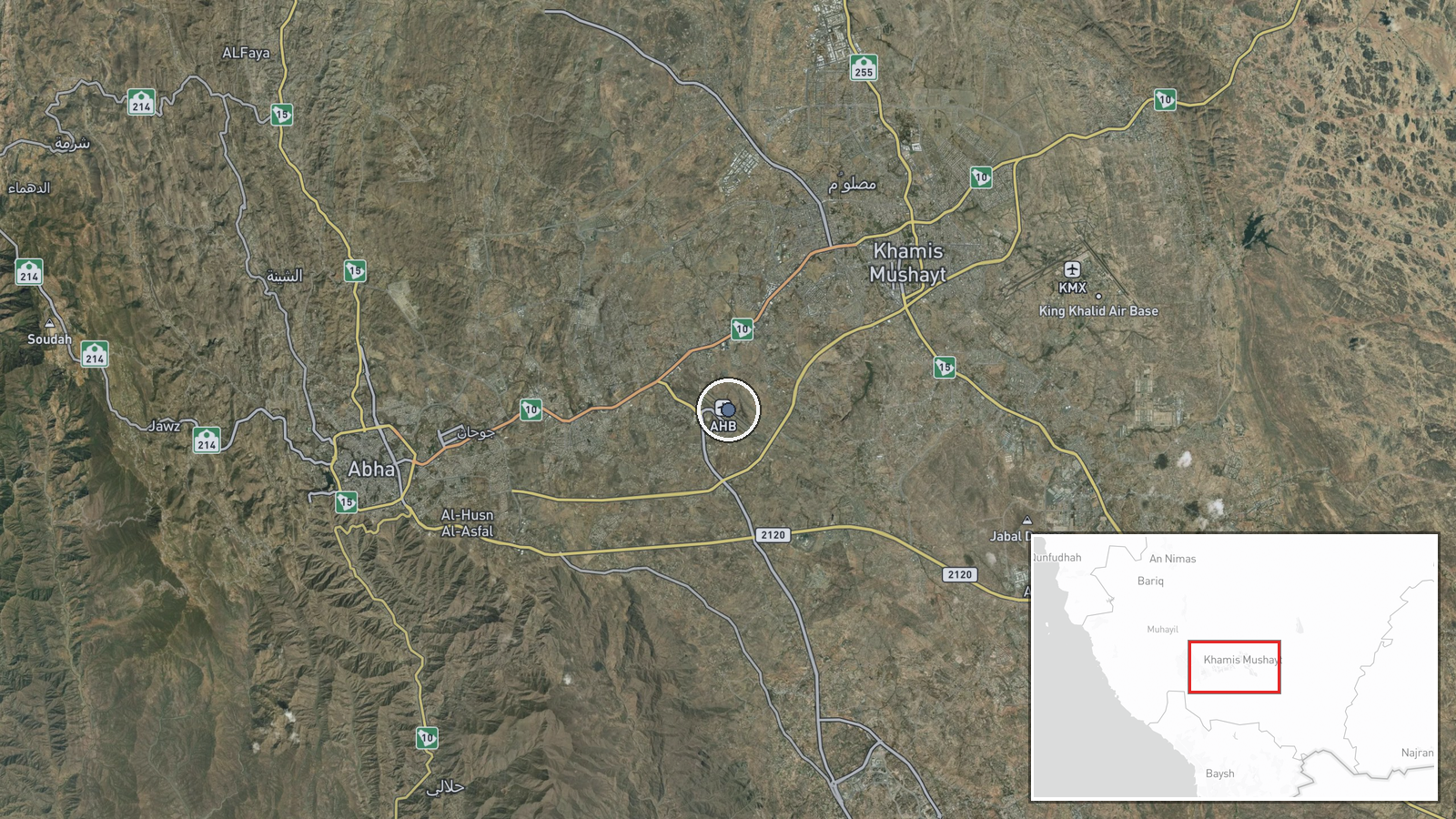 Abha Regional Airport, Abha, Saudi Arabia — Airspace Closure location map