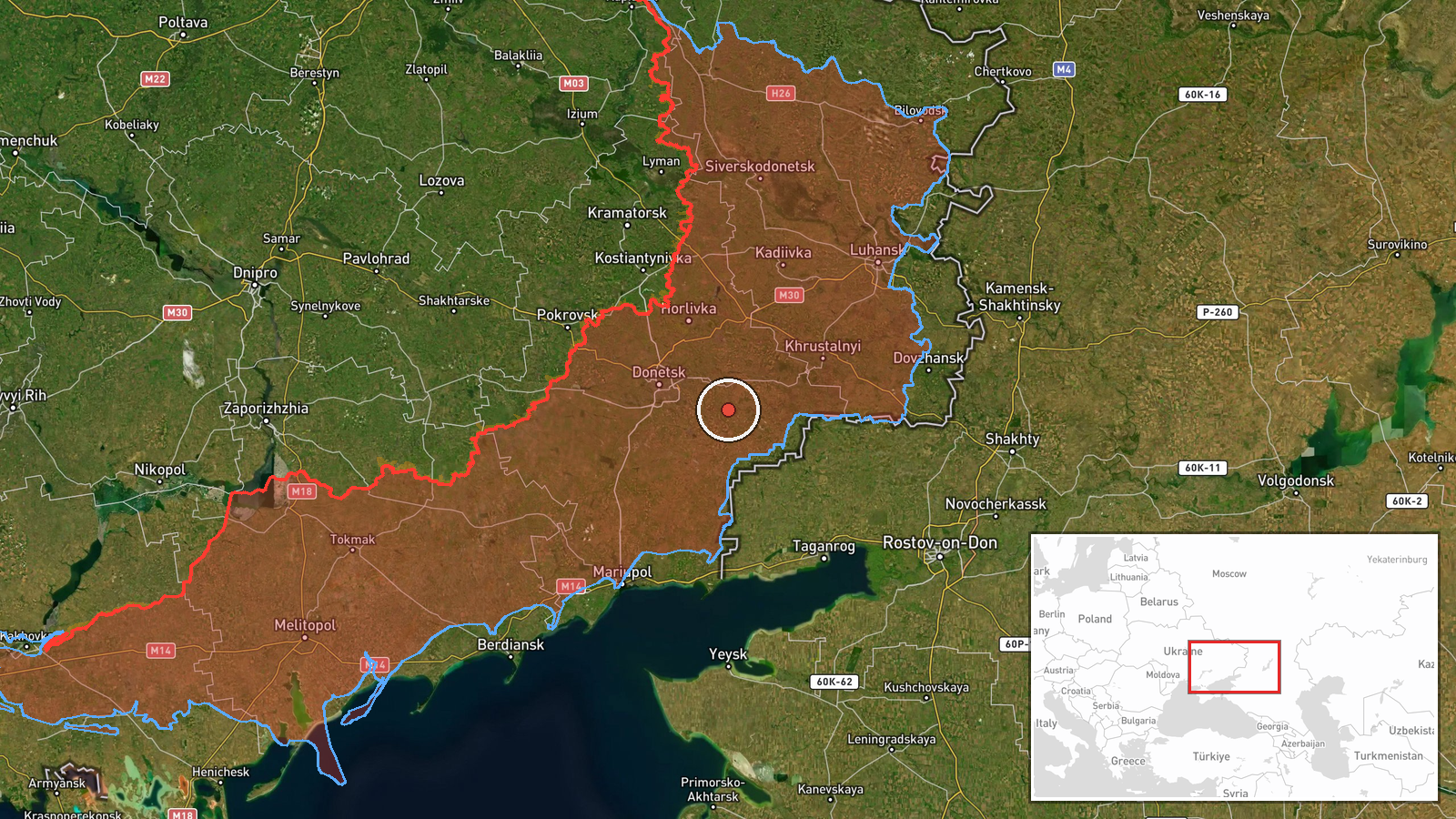 Donetsk Front (location not reported), Ukraine — Report location map