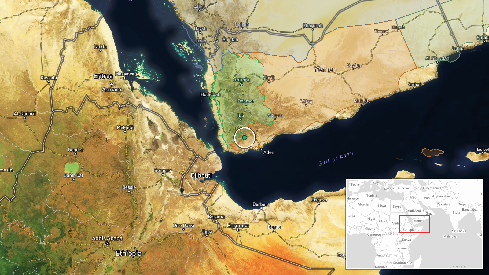 Aden, Yemen — Combat location map