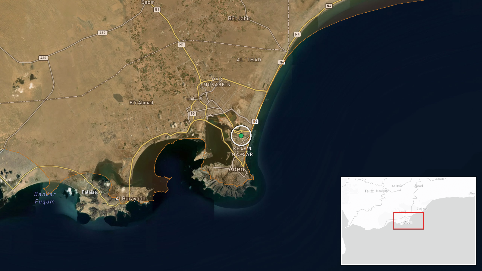 Aden International Airport, Aden, Yemen — Ballistic Missile location map