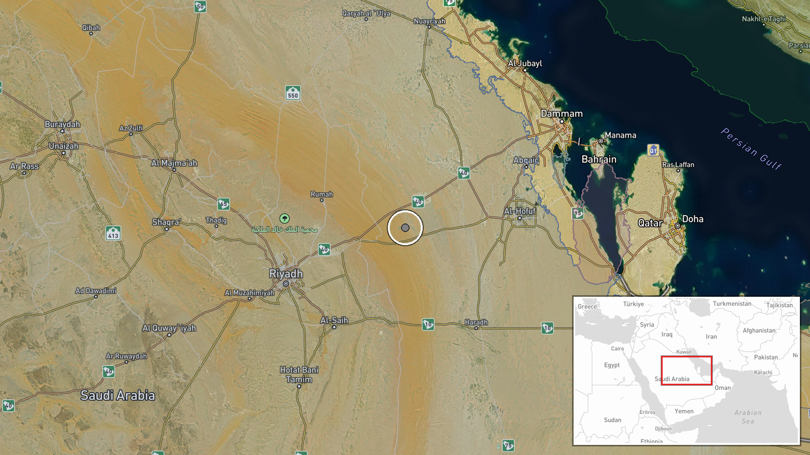 Hurays oil facilities, Saudi Arabia — Report location map