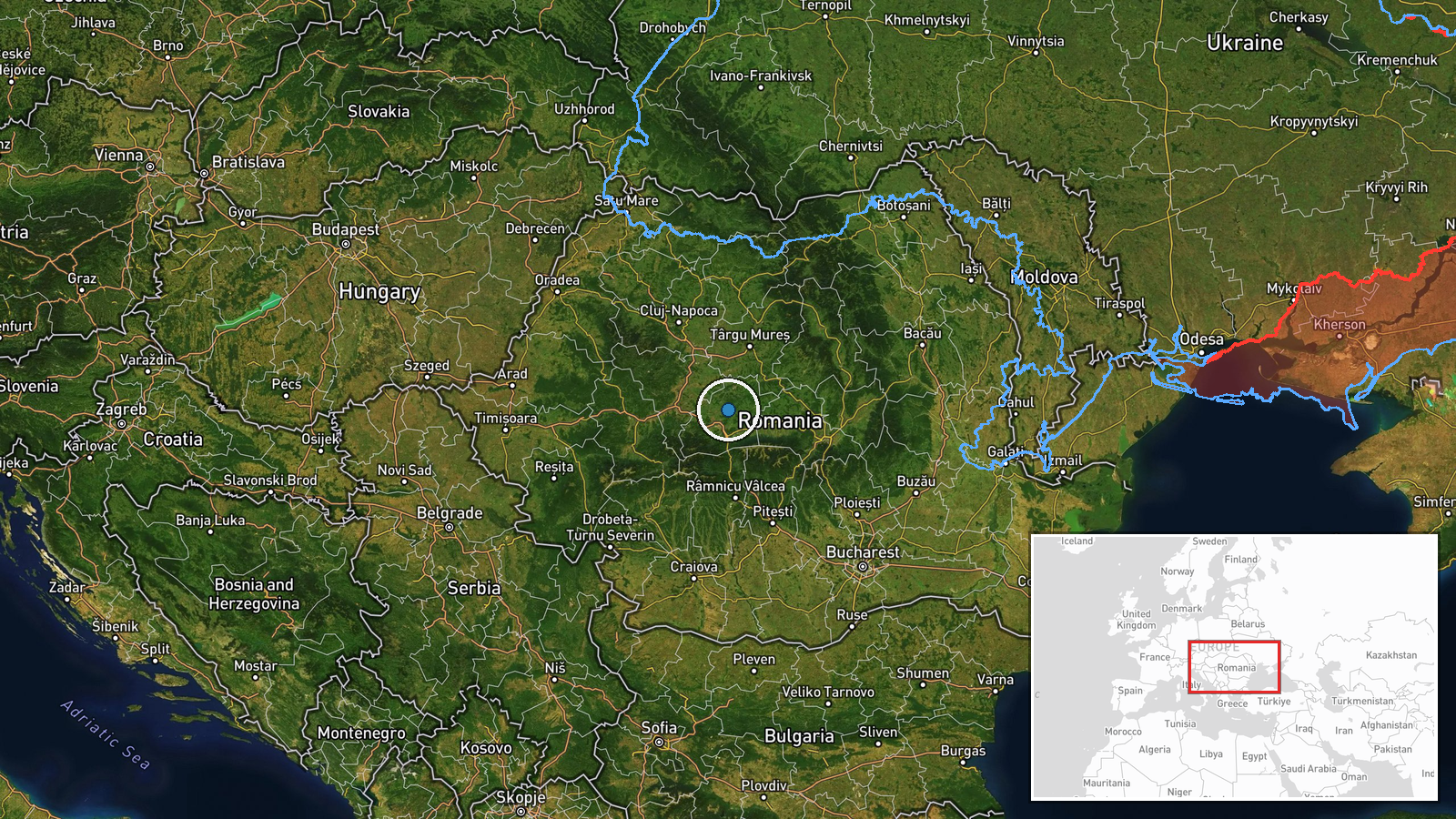 Romanian territorial waters, Black Sea, Romania — Air Defense location map