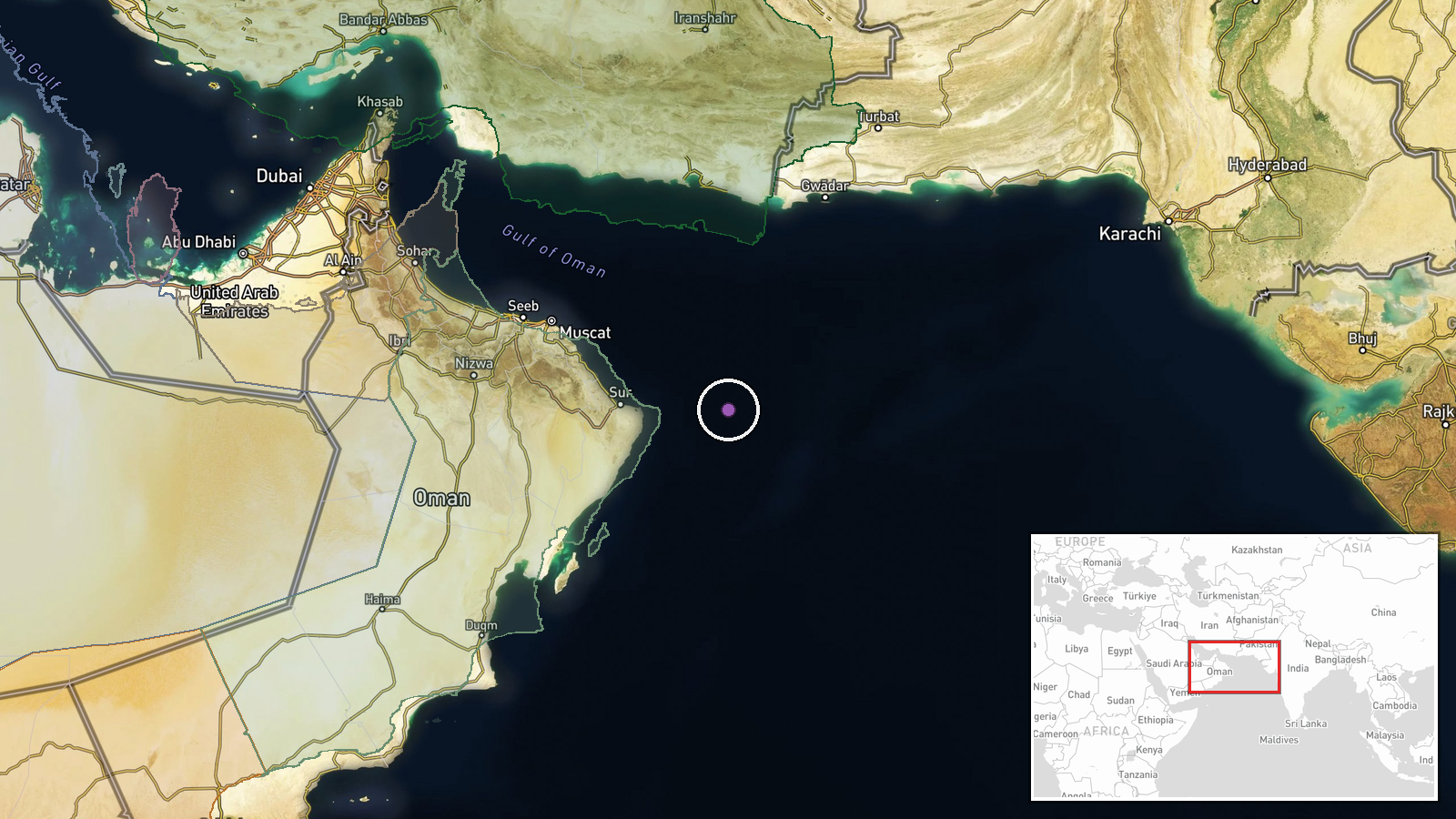 North Arabian Sea, Gulf of Oman — Naval location map