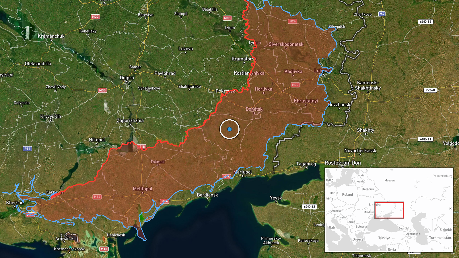 Vuhledar area, Ukraine — Ballistic Missile location map