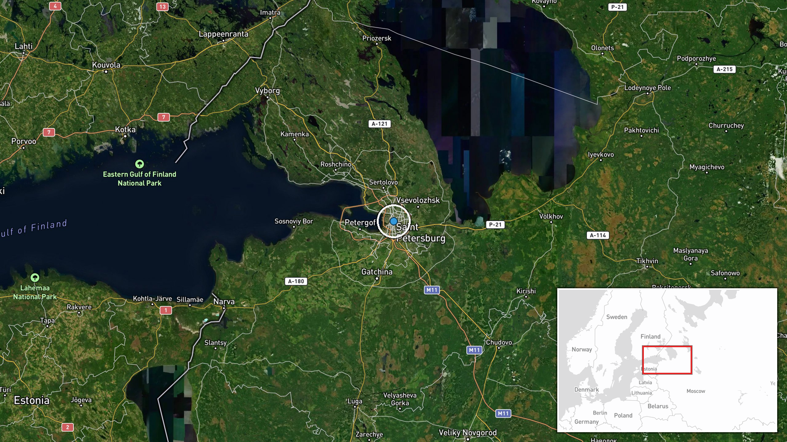St Petersburg, Russia — UAS Strike location map