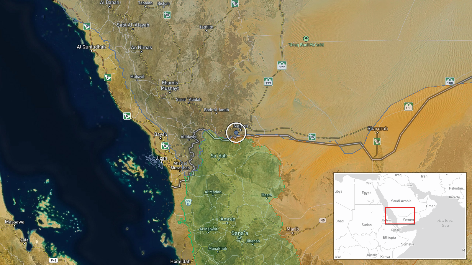 Najran, Najran Province, Saudi Arabia — Siren location map