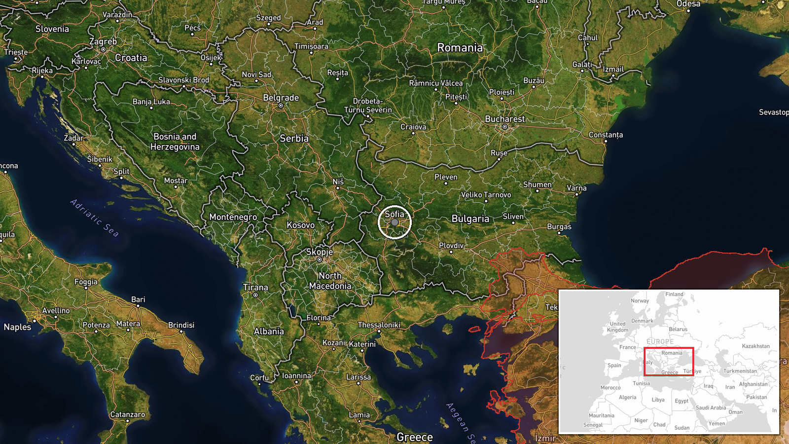 Bulgaria (diverted flight landing) — Security location map