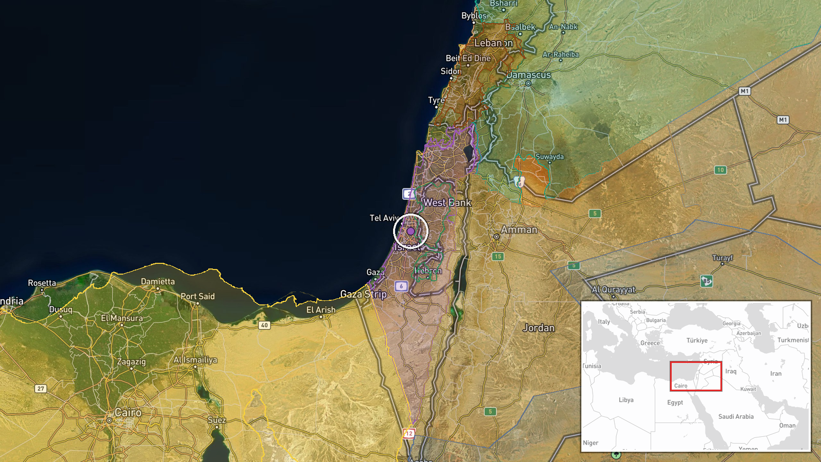 Ben Gurion Airport, Tel Aviv, Israel — Report location map