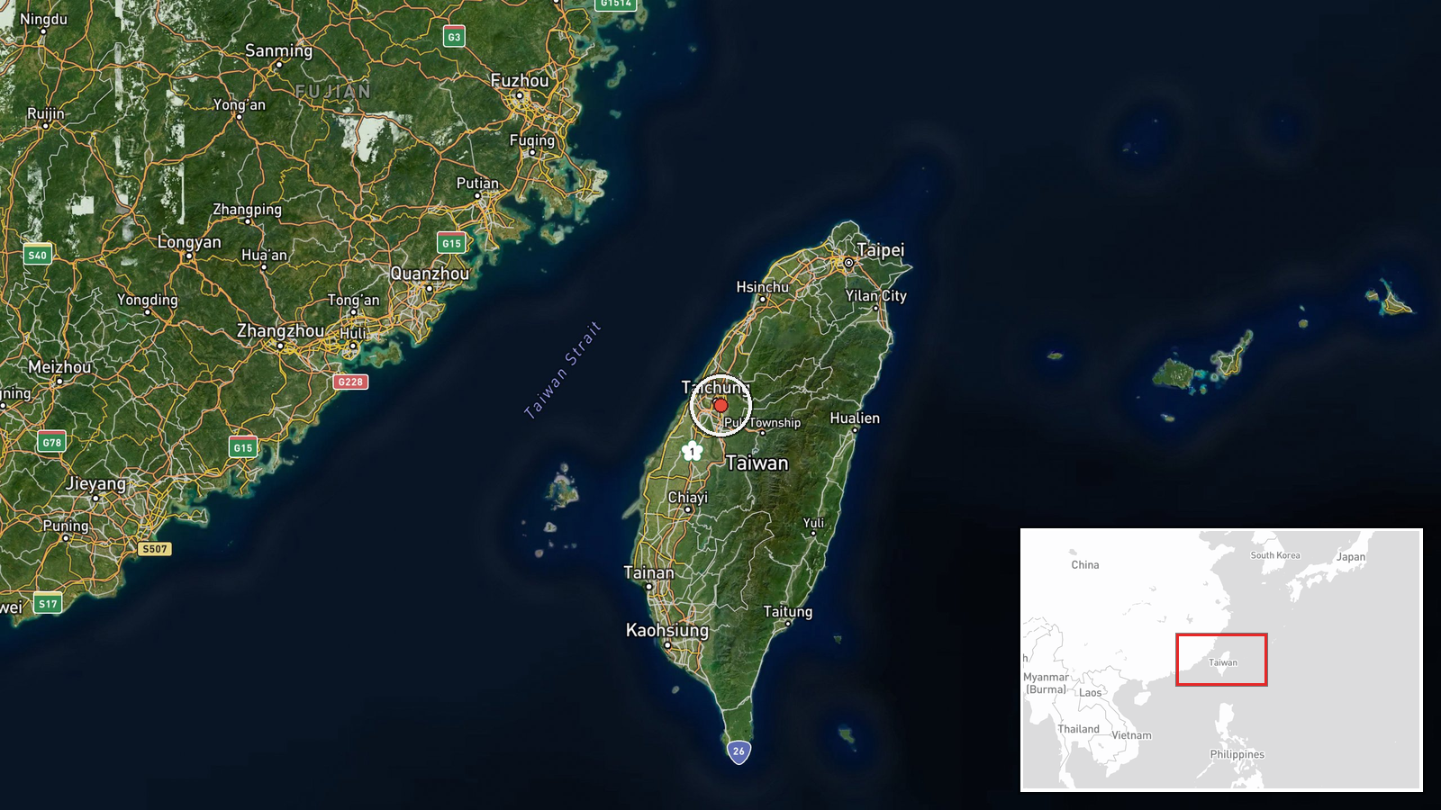 Taiwan Strait, Taiwan — Combat Aircraft location map