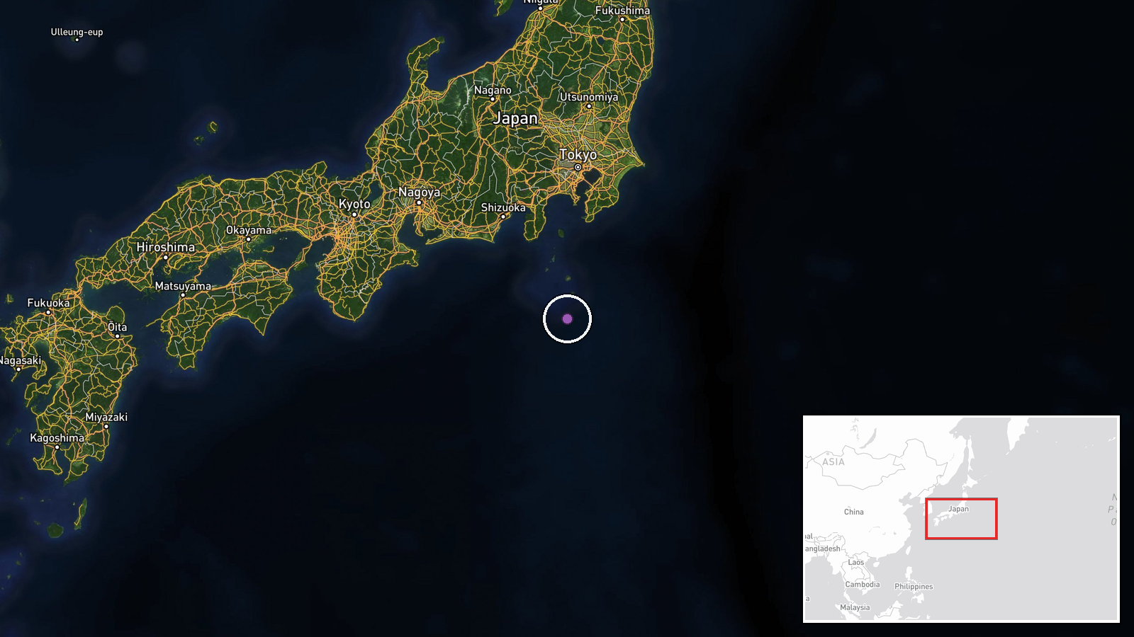 Philippine Sea, off Japan — Aircraft Carrier location map