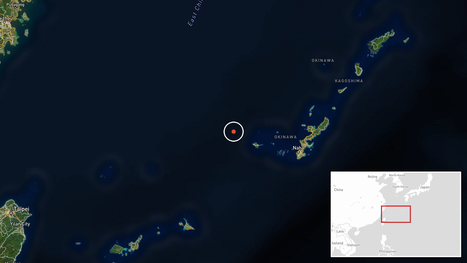 Sea northwest of Kumejima, Okinawa, Japan — Naval location map