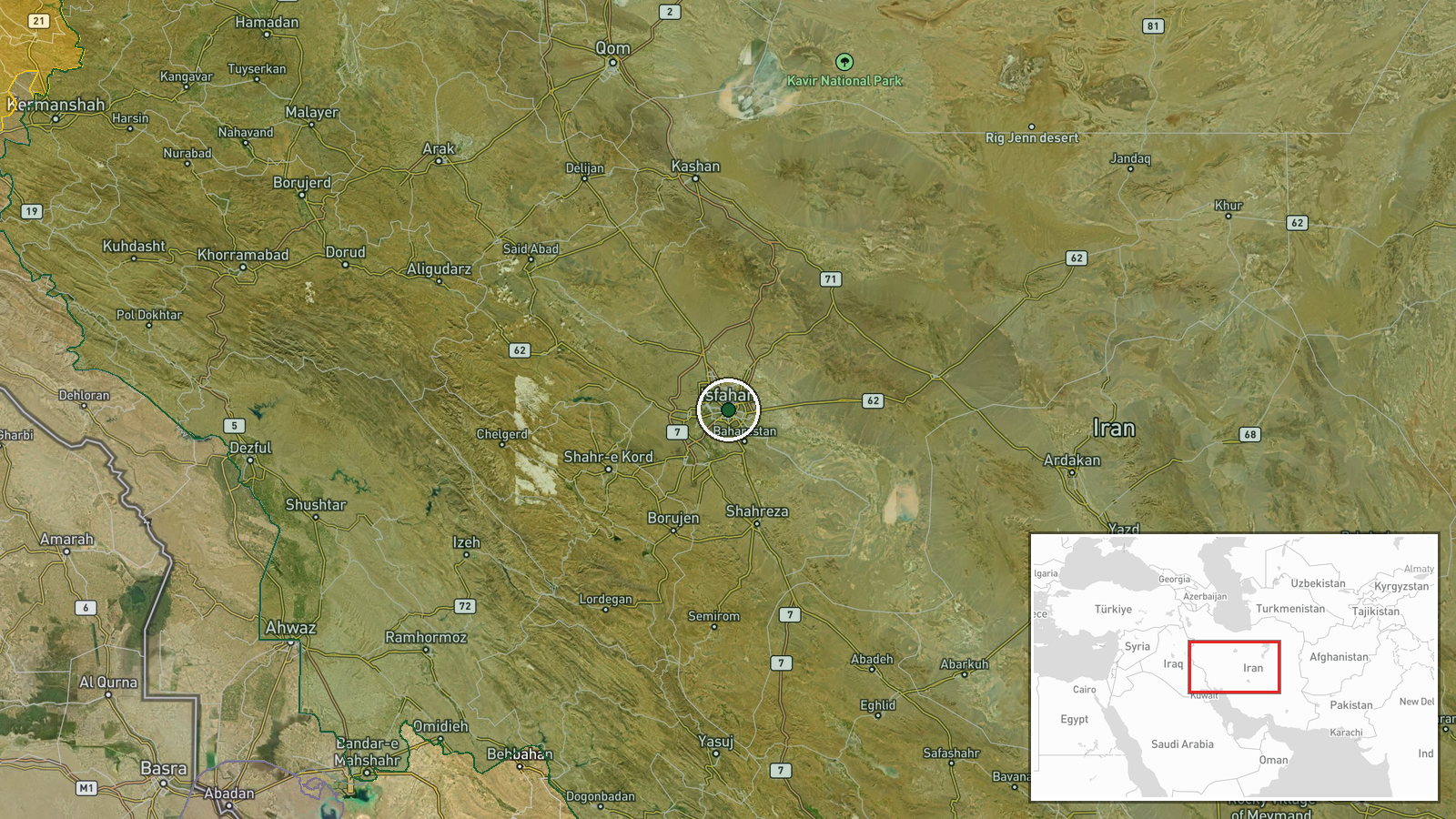 Isfahan Province, Iran — Ballistic Missile location map