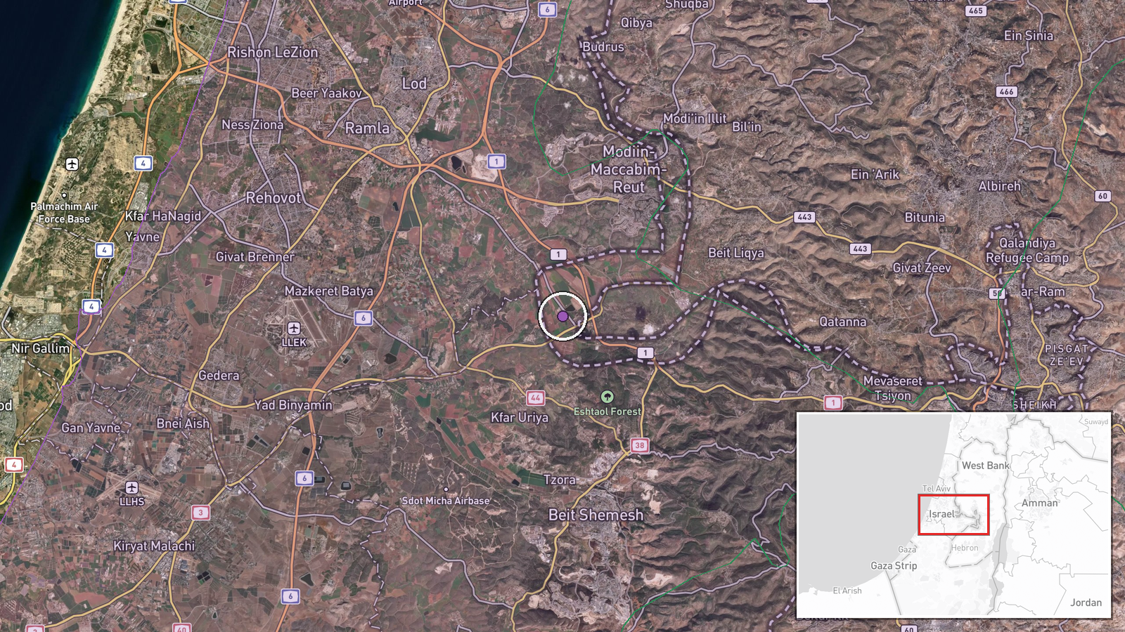 Latrun Junction, Israel — Police Operation location map
