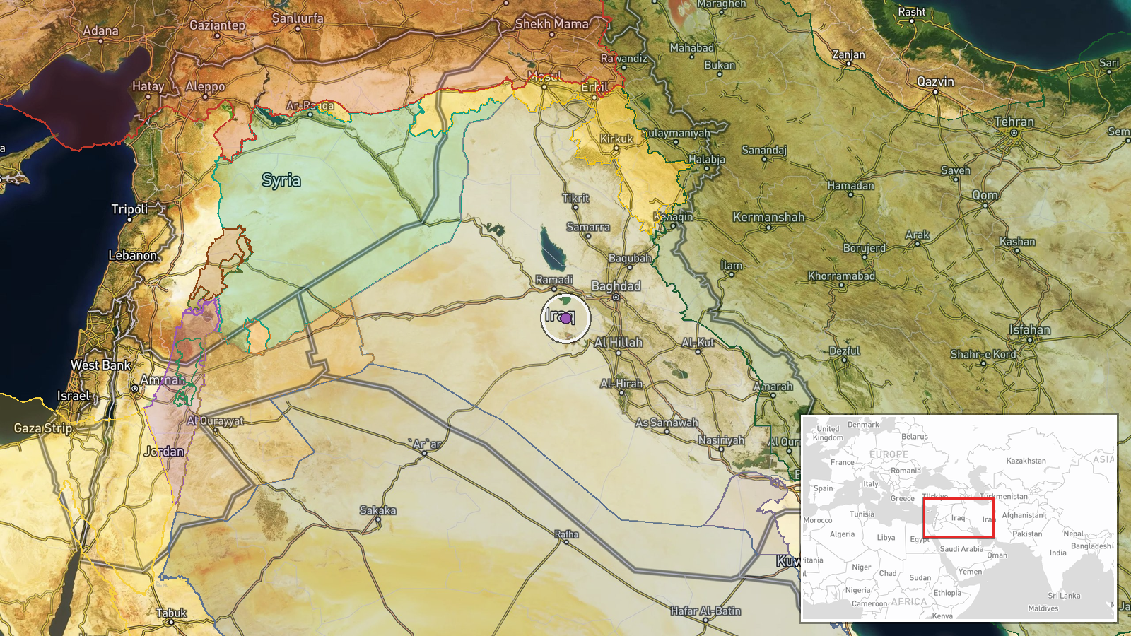Syria-Iraq border area, Syria — Military Exercise location map