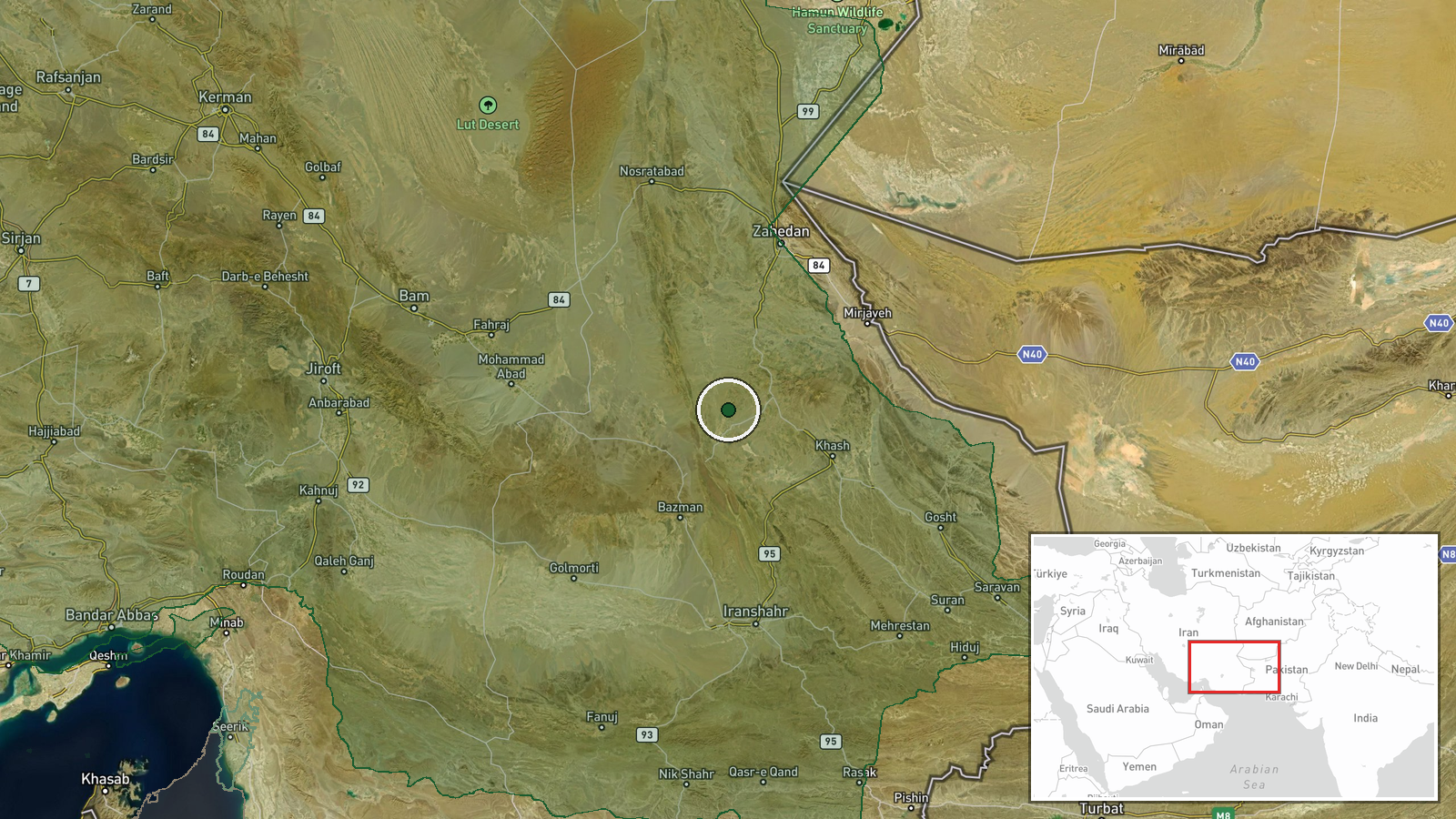 Sistan and Baluchestan Province, Iran — Combat location map