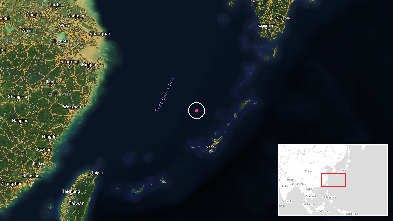 East China Sea, Japan — Combat Aircraft location map