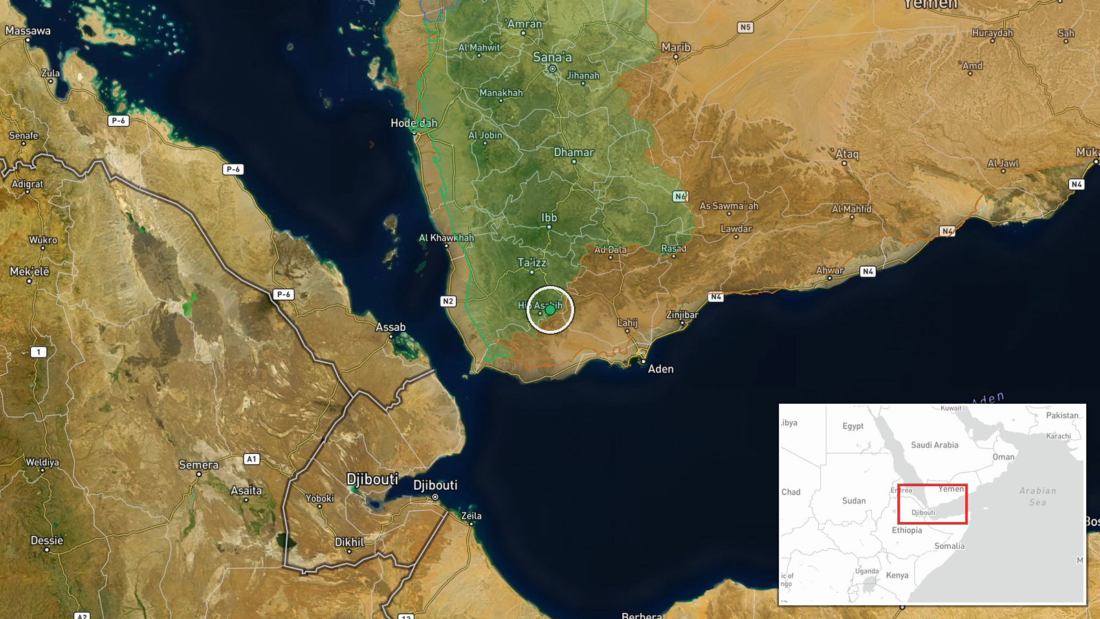 Jabal Han, Ta'izz, Yemen — Capture location map