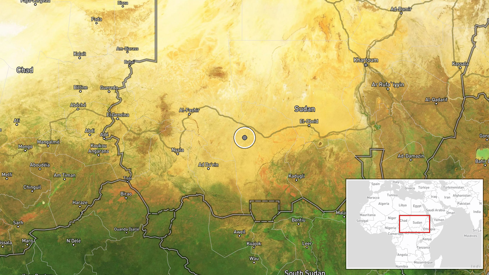 West Kordofan State, Sudan — UAS Strike location map