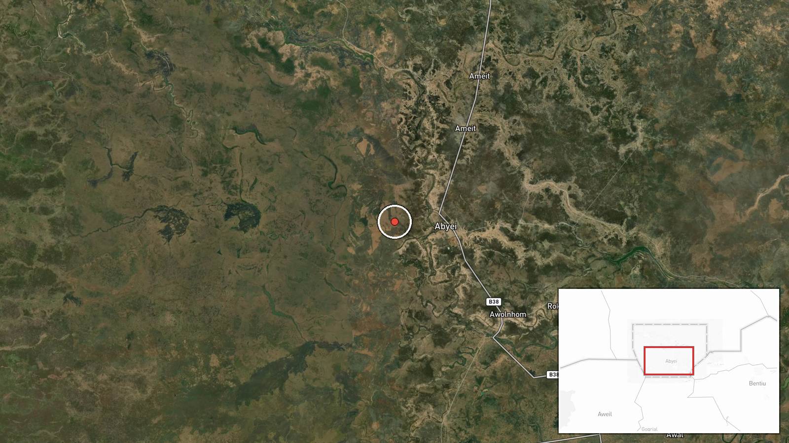 Amiet Market, Abyei Area — UAS Strike location map