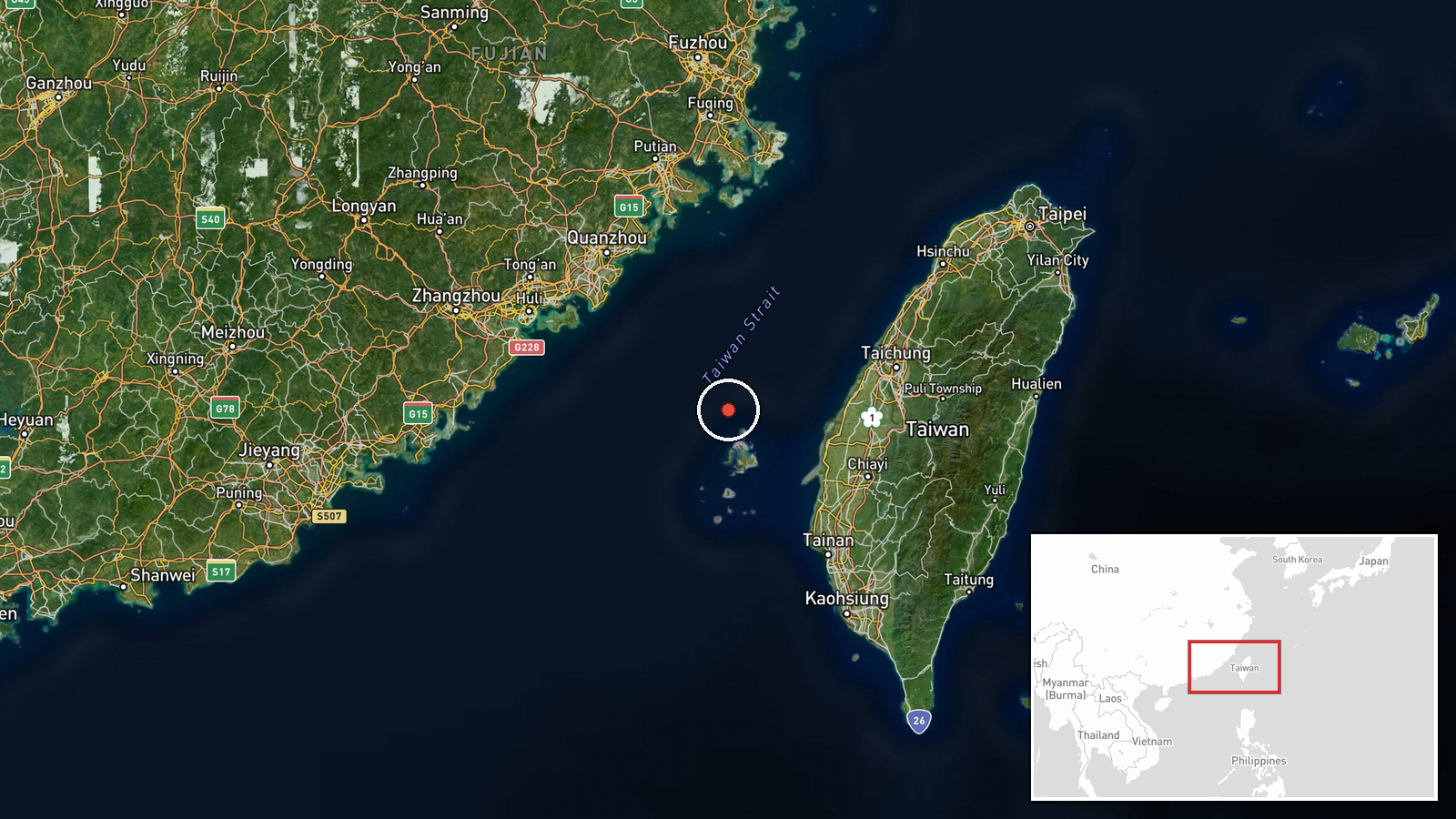 Taiwan Strait, Taiwan Region — Combat Aircraft location map