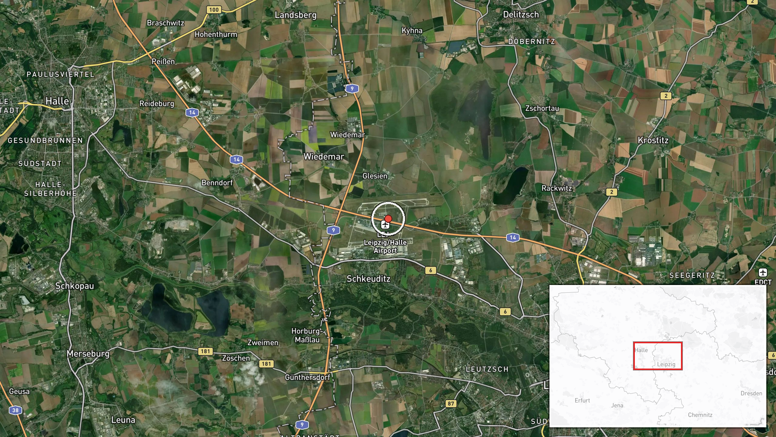 Leipzig-Halle Airport, Schkeuditz, Saxony, Germany — Report location map
