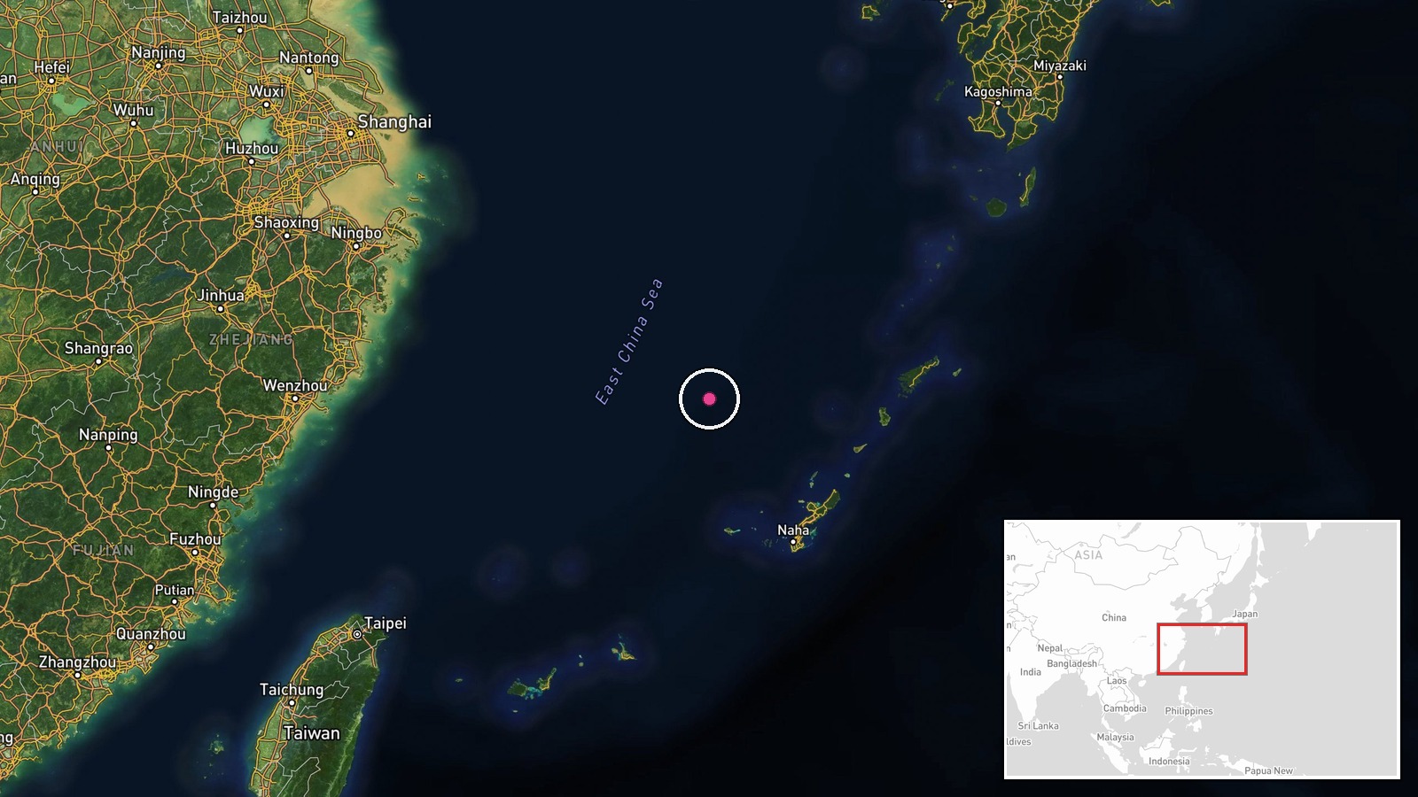 East China Sea, Japan — Combat Aircraft location map