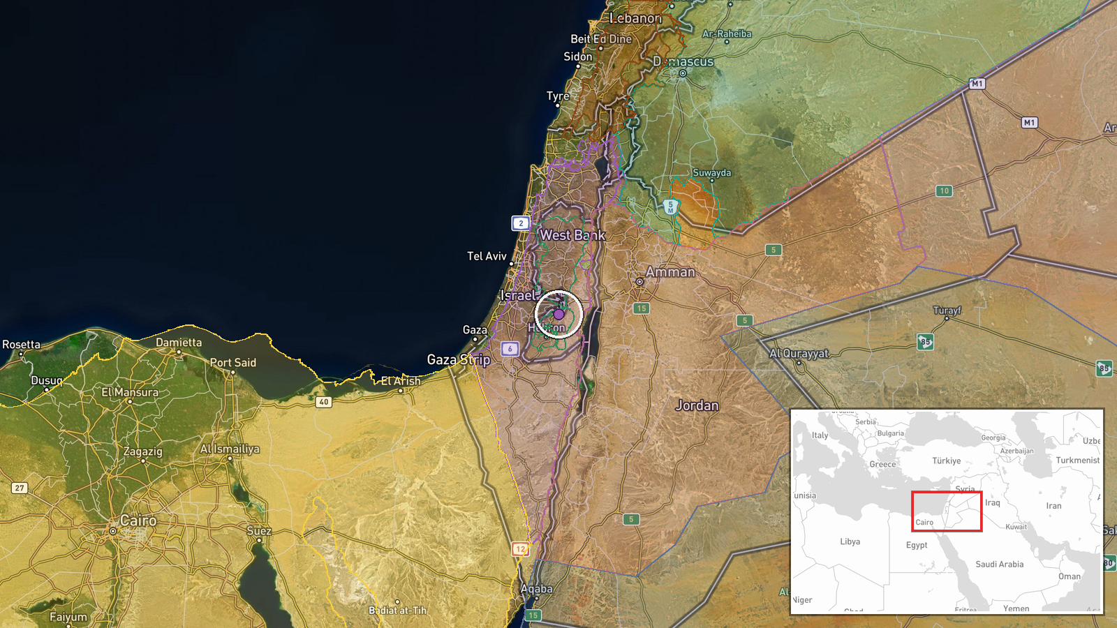 Bethlehem, West Bank, Palestine — Police Operation location map