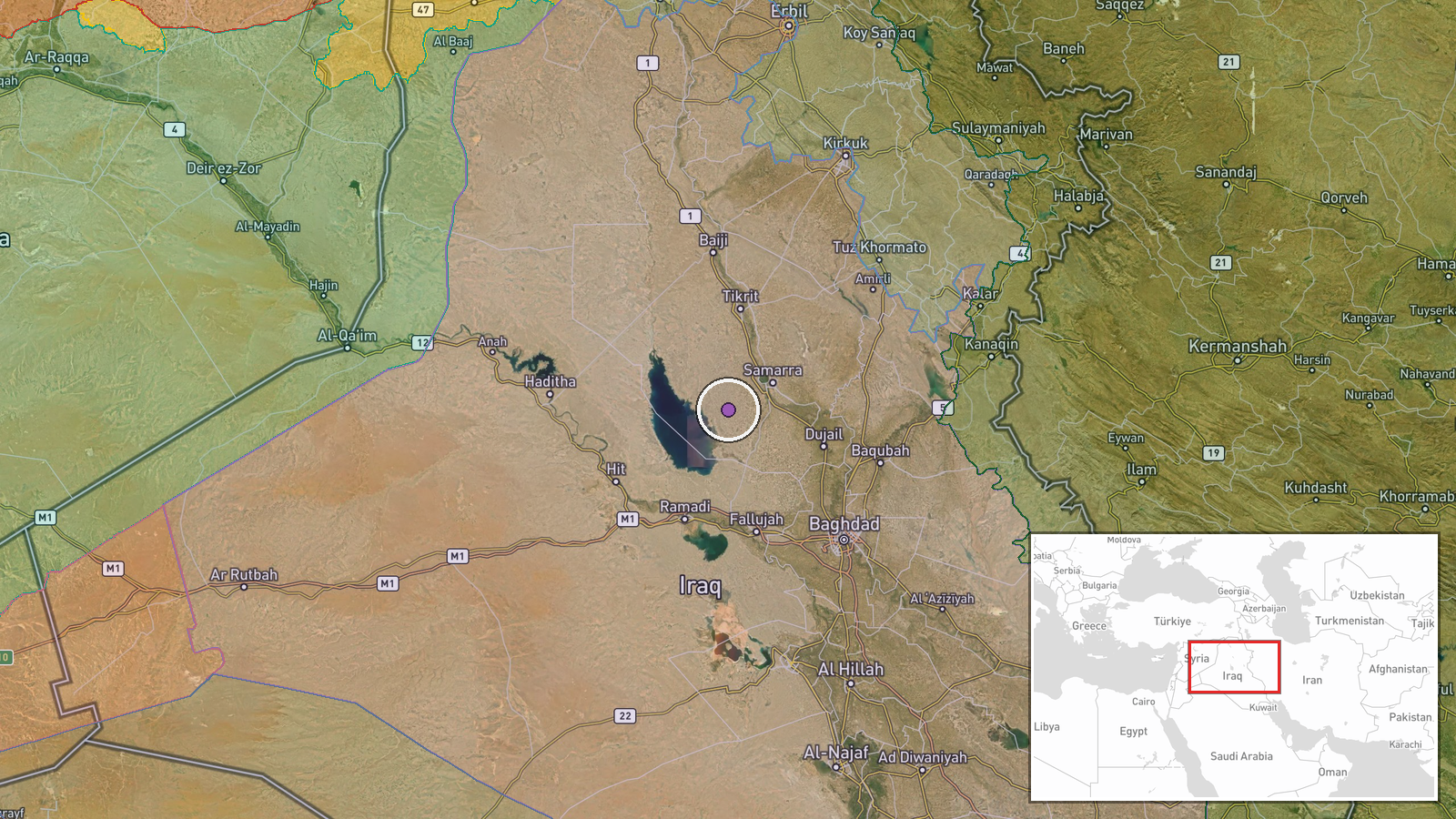 Iraq-Iran border region, Iraq — Military Exercise location map