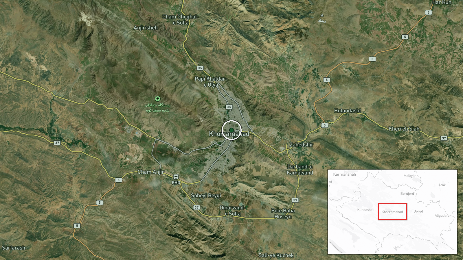 Pouneh tunnel, Khorramabad, Lorestan, Iran — Deployment location map