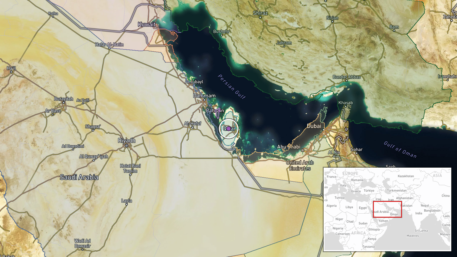 Qatar (location not reported) — Deployment location map