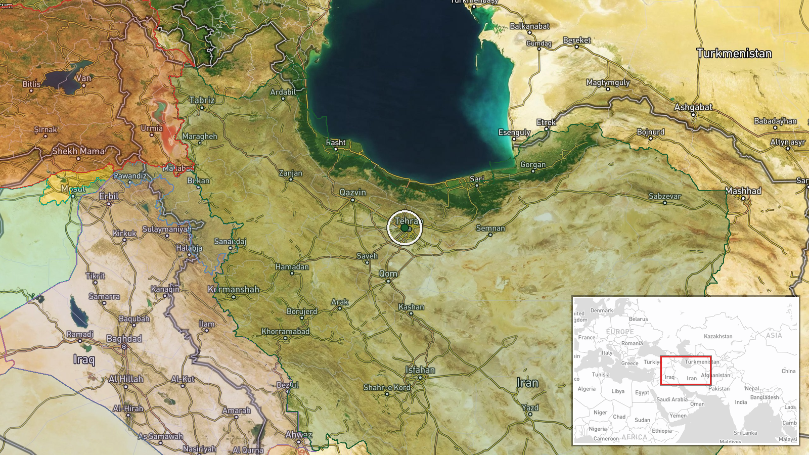 Western Tehran, Tehran Province, Iran — Security location map