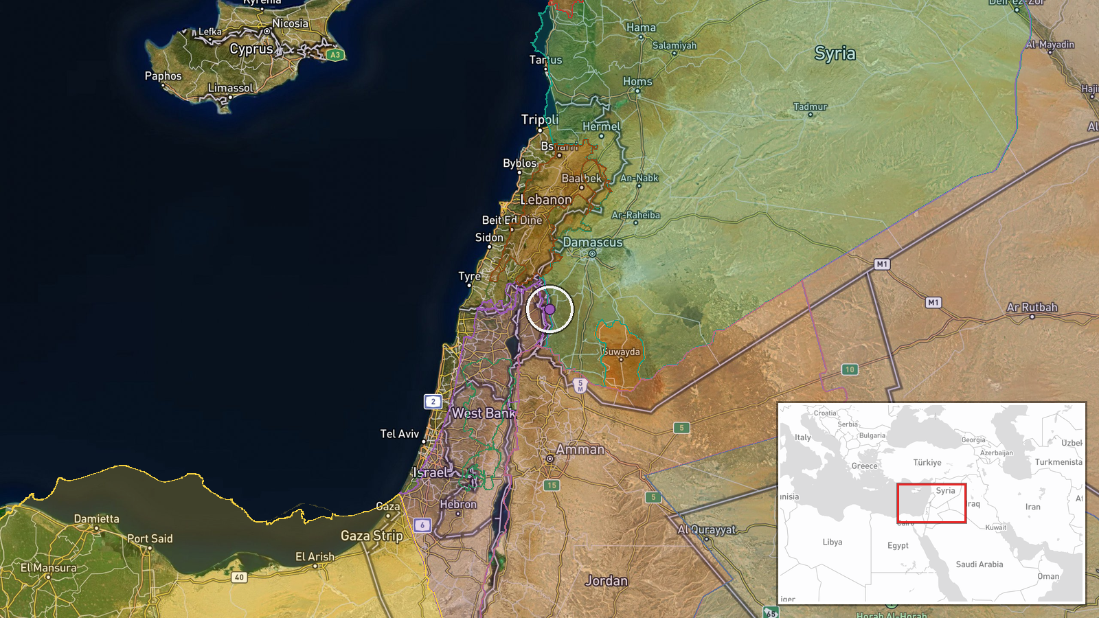 Quneitra, Syria — Combat Aircraft location map