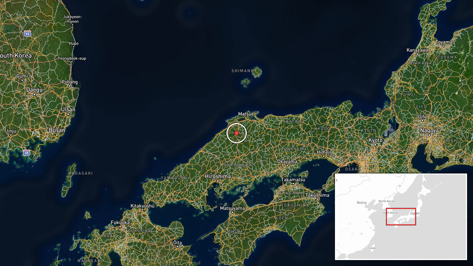 Sea of Japan off Shimane Prefecture, Japan — Combat Aircraft location map