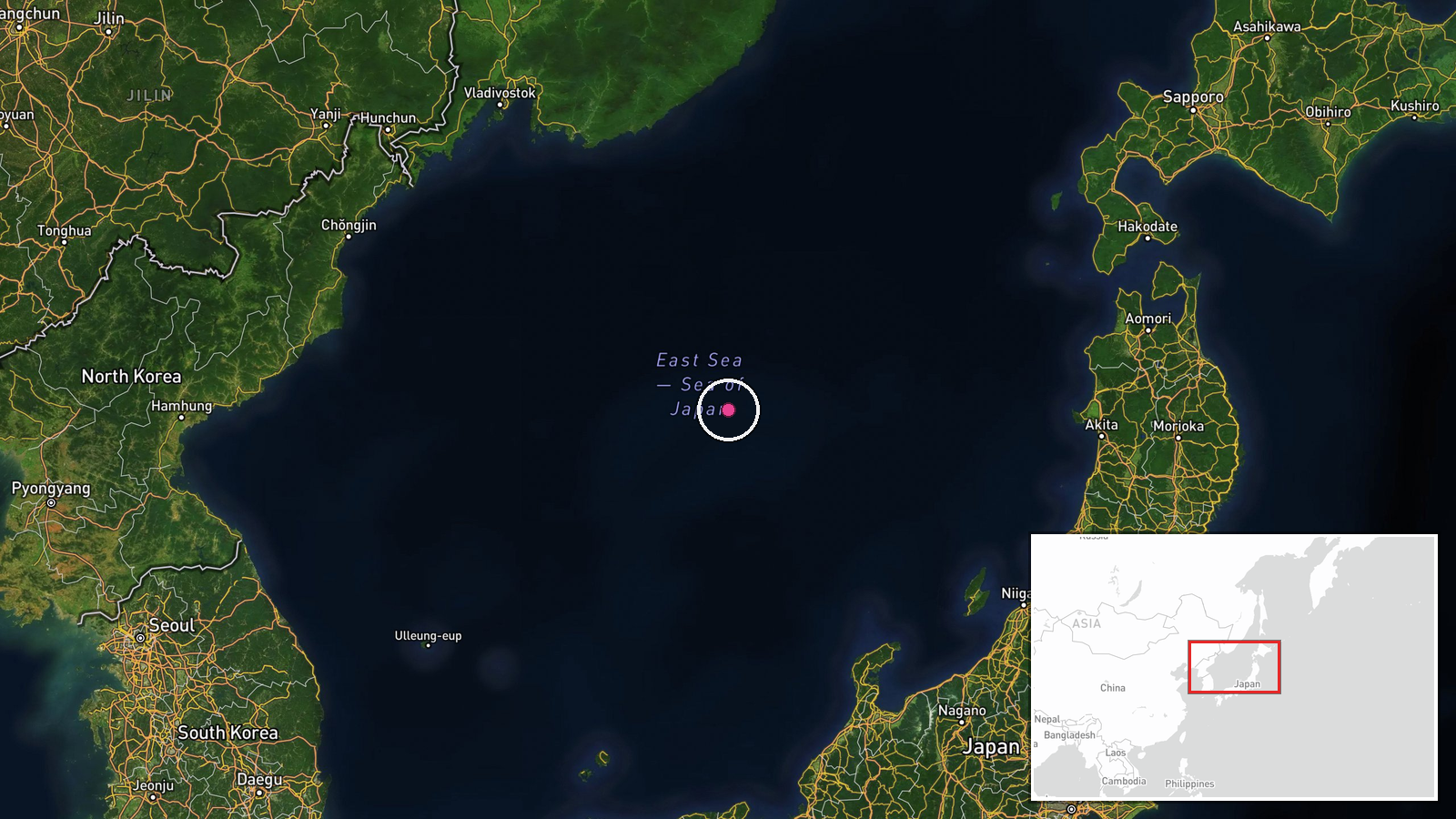 Sea of Japan (East Sea), Japan — Combat Aircraft location map