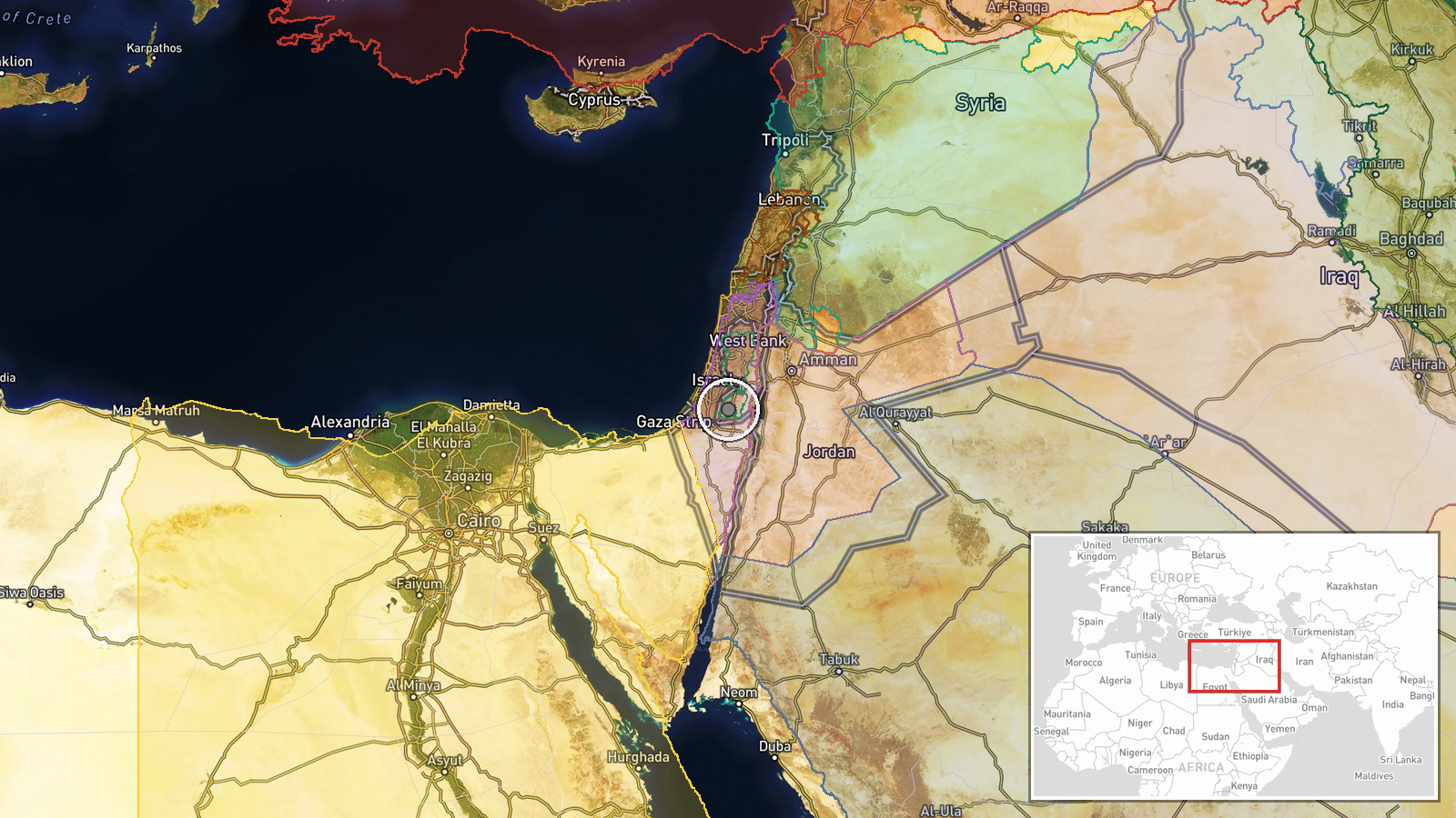 Yehuda Junction, West Bank — Combat location map