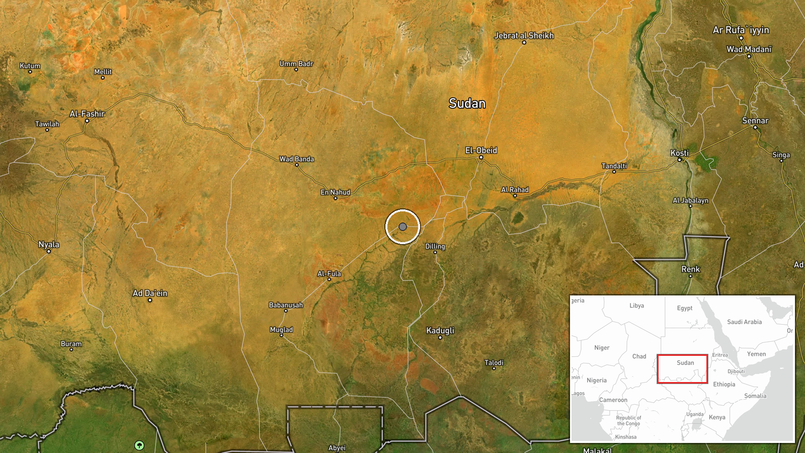 Abu Zabad, West Kordofan, Sudan — UAS Strike location map