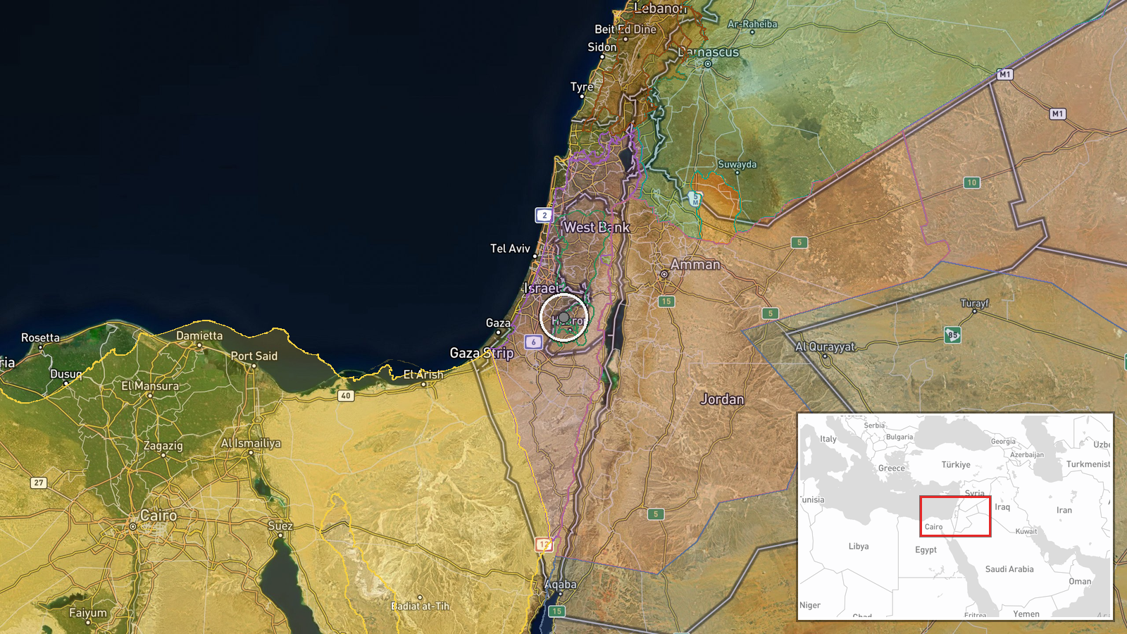 Yehuda Junction, West Bank, Palestine — Combat location map