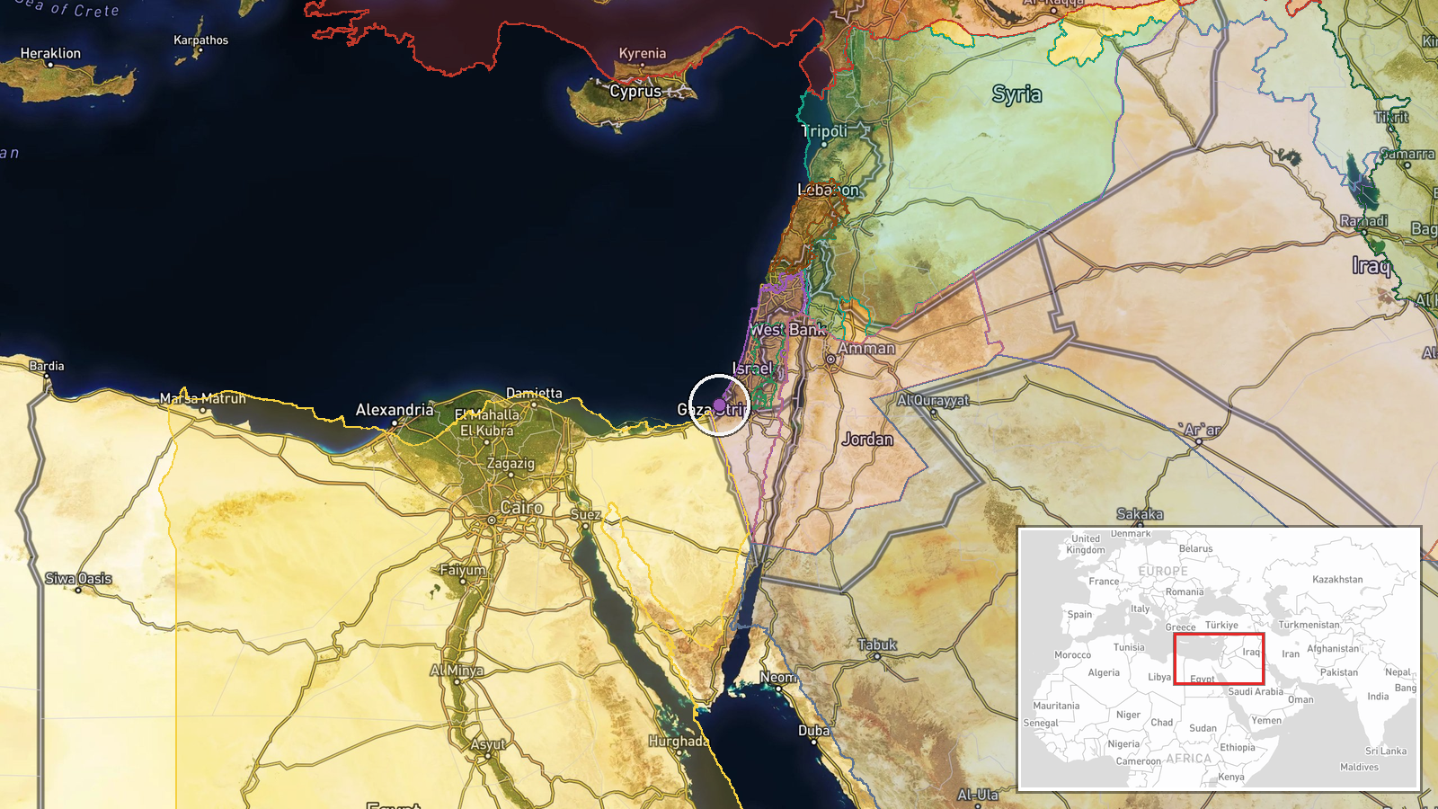 Gaza Strip, Palestine — Report location map