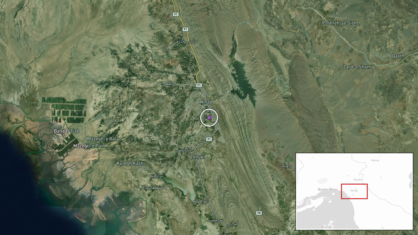 Shajareh Tayyebeh elementary school, Minab, Hormozgan, Iran — Cruise Missile location map
